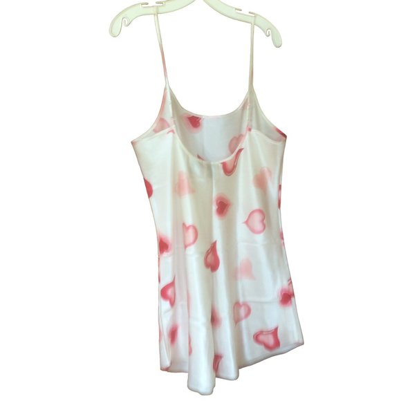 Vintage TR Bentley White with Pink and Red Hearts Slip Dress/Lingerie Size Large - Picture 2 of 4
